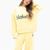 Mabel Knitted Wide Leg Sweatpants - Butter Yellow