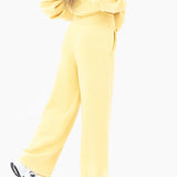 Mabel Knitted Wide Leg Sweatpants - Butter Yellow