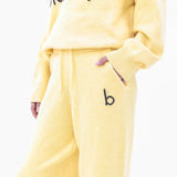 Mabel Knitted Wide Leg Sweatpants - Butter Yellow