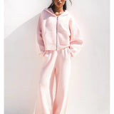 Knitted Wide Leg Sweatpants - Marshmallow Pink