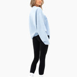Varsity Oversized Knitted Jumper - Baby Blue