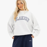 Varsity Oversized Knitted Jumper - Light Grey