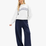 Varsity Oversized Knitted Jumper - Light Grey