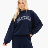 Varsity Oversized Knitted Jumper - Navy