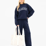 Varsity Oversized Knitted Jumper - Navy