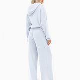Zoey Ribbed Wide Leg Trousers - Baby Blue