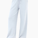 Zoey Ribbed Wide Leg Trousers - Baby Blue