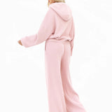 Zoey Ribbed Wide Leg Trousers - Baby Pink