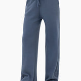 Zoey Ribbed Wide Leg Trousers - Smoky Blue