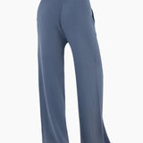Zoey Ribbed Wide Leg Trousers - Smoky Blue