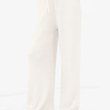 Zoey Ribbed Wide Leg Trousers - Off White