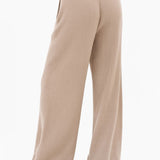 Zoey Ribbed Wide Leg Trousers - Tan