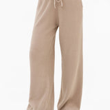 Zoey Ribbed Wide Leg Trousers - Tan