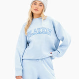 Varsity Oversized Knitted Jumper - Baby Blue