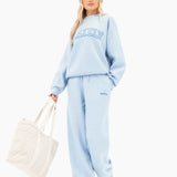 Varsity Oversized Knitted Jumper - Baby Blue