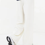 Varsity Knitted Wide Leg Sweatpants - Cream