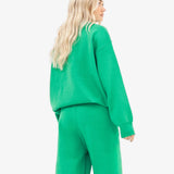 Varsity Knitted Wide Leg Sweatpants - Bright Green