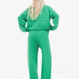 Varsity Knitted Wide Leg Sweatpants - Bright Green