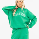 Varsity Knitted Wide Leg Sweatpants - Bright Green