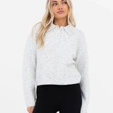 Mabel Knitted Polo - Marl White