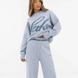 Margot Script Oversized Knitted Jumper - Icy Blue