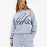 Margot Script Oversized Knitted Jumper - Icy Blue
