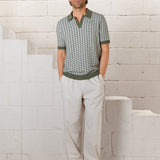 Conrad Knitted Stripe Polo Shirt - Green