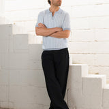 Conrad Knitted Stripe Polo Shirt - Grey