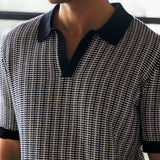Conrad Knitted Stripe Polo Shirt - Navy