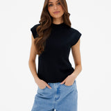 Mae Crochet Vest Top - Black