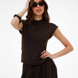 Mae Crochet Vest Top - Brown