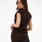 Mae Crochet Vest Top - Brown