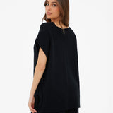 Mae Oversized Crochet Tank Top - Black