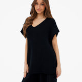 Mae Oversized Crochet Tank Top - Black