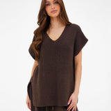 Mae Oversized Crochet Tank Top - Brown