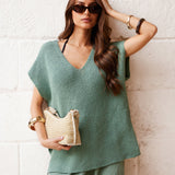 Mae Oversized Crochet Tank Top - Sage Green