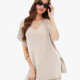Mae Oversized Crochet Tank Top - Taupe