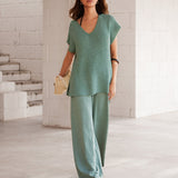 Mae Crochet Trousers - Sage Green