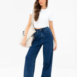 Blakely Wide Cut Jeans - Dark Blue Wash