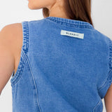 Blakely Denim Button Up Top - Classic Blue