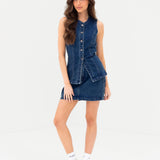 Blakely Denim Skirt - Dark Blue Wash