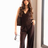Nellie Vest Top - Dark Brown