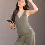 Nellie Vest Top - Moss Green