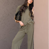 Nellie Wide Leg Trousers - Moss Green