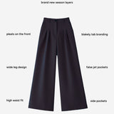 Ali Pleated Trousers - Soft Navy