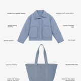 Quilted Tote Bag - Dusty Blue