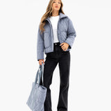 Quilted Tote Bag - Dusty Blue