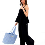 Elena Stripe Tote Bag - Light Blue