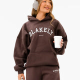 Varsity Oversized Hoodie - Dark Chocolate