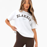 Varsity Oversized T-Shirt - White & Dark Chocolate
